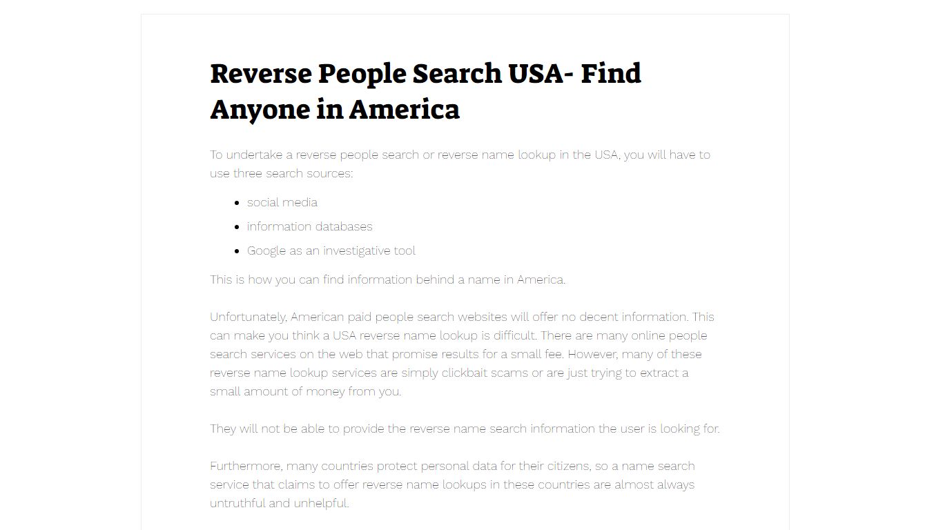 Reverse People Search USA- Find Anyone in America